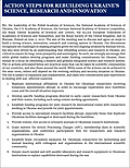 Action Steps For Rebuilding Ukraine's Science, Research and Innovation (2022)