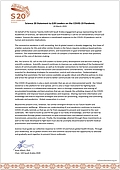 Science 20 Statement to G20 Leaders on the COVID-19 Pandemic (2020)
