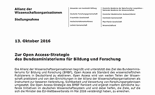 Allianz der Wissenschaftsorganisationen begrüßt Open Access-Strategie des BMBF