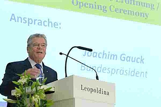 Bundespräsident Joachim Gauck eröffnet die Jahresversammlung der Nationalen Akademie der Wissenschaften Leopoldina in Halle
